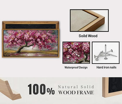 Abstract Tree Framed Wall Art Colorful Daisy Floral Wall Decor Nature Trees Botanical Painting Canvas Prints Rustic Farmhouse Pictures Posters Modern Artwork for Bedroom Living Room Decorations 30x57.8"