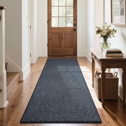 FinRèc 2x6 Washable Runner Rugs for Kitchen Hallway Bedroom, Low Pile Thin Rug Solid Color, Non-Slip Carpet Indoor for Home Decor (Grey Blue/White)