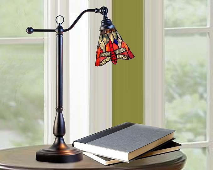 Dale Tiffany TA25030 Tiffany Desk Lamp with Handmade Stained Glass Shade, La Anza, Multicolor, 24-Inch Tall
