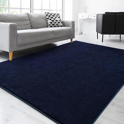 Gifeas Large Ultra Soft Modern Area Rugs for Living Room Bedroom, 4x6 Feet Navy Blue Thickened Memory Foam Indoor Solid Minimalist Carpets, Non-Slip Comfy Rug for Boys Girls Nursery Room Home Decor