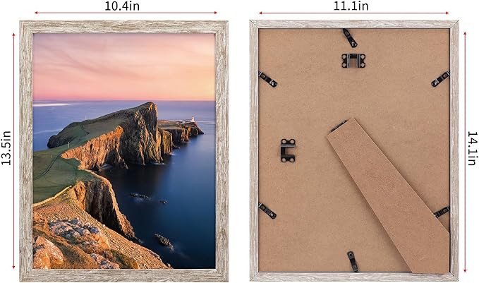 Giftgarden 11x14 Picture Frame Distressed Beige White Set of 12, Multi Rustic Wood Grain 11 by 14 Photo Frames Bulk for Wall or Tabletop Display