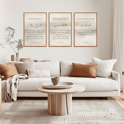 HLNIUC Christian Scripture Framed Wall Art Set of 3,The Lord Your God Is Good Wall Decor(24x36),Inspiring Easter Bible Verse Canvas Artwork,Modern Religious Quotes Prints for Church,Bedroom,LivingRoom