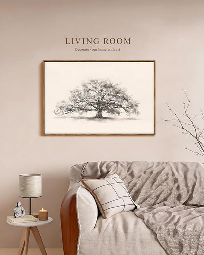 VIYYIEA Framed Canvas Wall Art Home Decor for Living Room, Large Wall Art Canvas Painting Picture Prints Tree, Home Decor Aesthetic Botanical Artwork Office, Ancient Tree, 24 X 36 Inches
