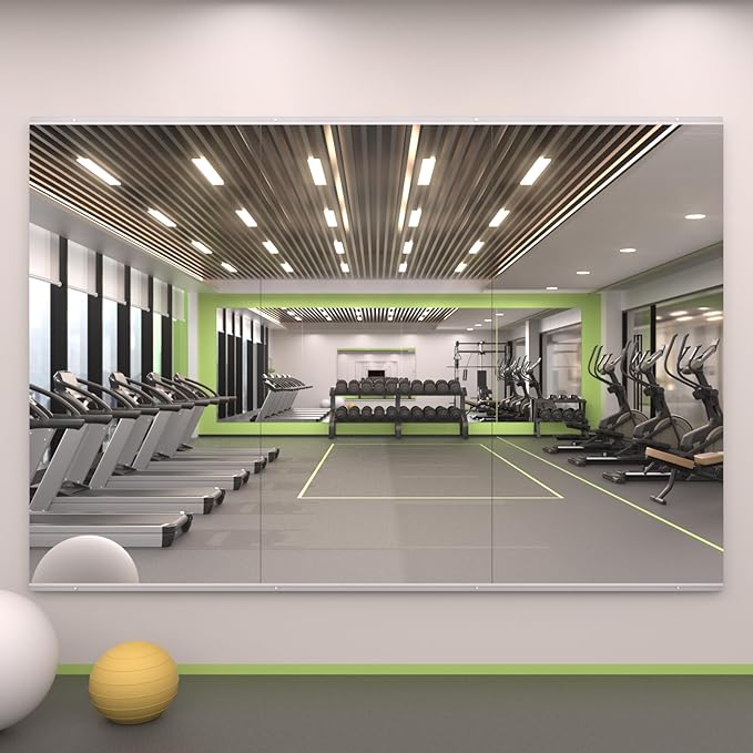 LOAAO Home Gym Mirror, 48"x24"-3 PCS Gym Mirrors for Wall, Frameless, Tempered Glass, Large Workout Mirrors for Home Gym, Dance Studio, Yoga Room, Garage Gym