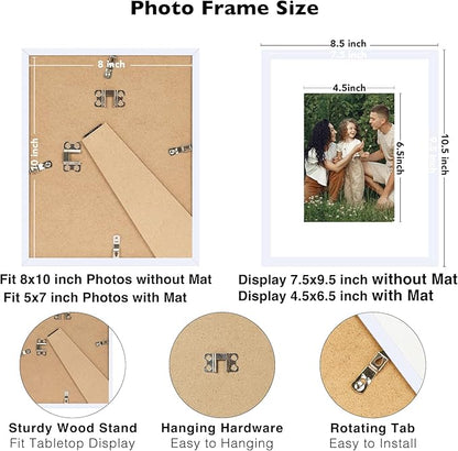 JCJMY 12 Packs 8x10 Picture Frames, Display 5x7 with Mat or 8x10 Without Mat, Gallery Wall Frame Set, 8 by 10 Frames Bulk Set of 12 Collage Wall Decor Photo Frames Set for Wall and Tabletop, White