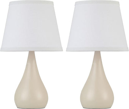 17.3'' Modern Dimmable Touch Lamps for Nightstand 2pcs, Table Lamps for Living Room, Reading Desk Lamp for Office, Bedside Lamps with Iron Base, Small Lamp for Bedroom, Bulb Included, Cream
