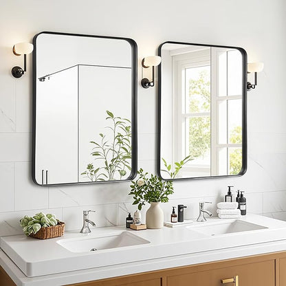 Fabuday Black Bathroom Mirror Over Sink - 28x36 Inch Large Framed Mirrors for Wall Rectangular, Black Frame Rectangle Vanity Big Mirror Wall Mounted for Bedroom, Farmhouse, Restroom, Entryway