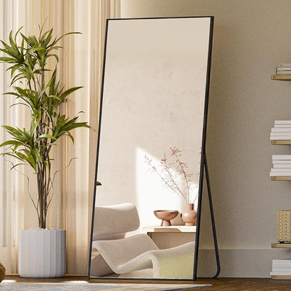 Koonmi 71"x26" Floor Mirror Full Length, Bedroom Floor Body Mirror with Stand, Large Black Mirror, Leaning, Standing or Hanging Horizontally/Vertically