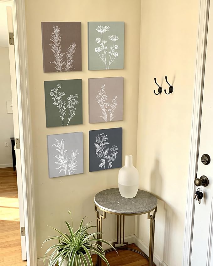 Drsoum Botanical Wall Art Framed Boho Wall Art Decor Wooded Minimalist Vintage Print Modern Rustic Farmhouse Home Kitchen Decor 8x10inx6pcs