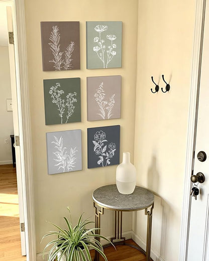 Drsoum Botanical Wall Art Framed Boho Wall Art Decor Wooded Minimalist Vintage Print Modern Rustic Farmhouse Home Kitchen Decor 8x10inx6pcs