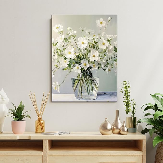 daktenn Floral Canvas Wall Art Bathroom Wall Art Pictures Wall Decor Home Decor Wall Decor for Bedroom Livingroom 24x32 Inches