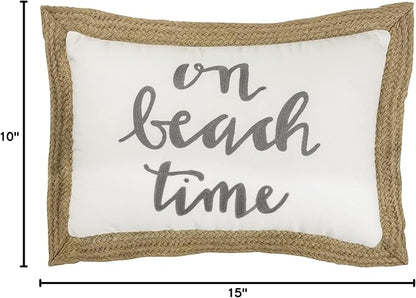 Primitives by Kathy Beach Time Decorative Throw Pillow, Jute, White, 15" Length x 10" Height
