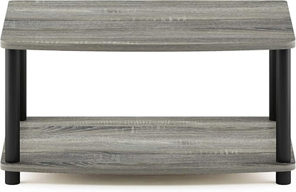 Furinno Turn-N-Tube TV Riser Stand, 2-Tier Small Elevated No Tools TV Stand, TV Console for TV up to 32 inch, 15.8 x 23.8 x 11, for Living Room, Bedroom, French Oak Grey
