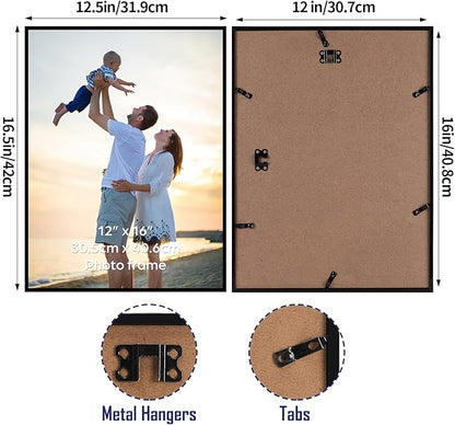 Hoikwo 18 Packs 12x16 Black Plastic Multi Picture Frames Set with Plastic Cover, for Family Photos, Artwork, Light Weight Bulk 12 by 16 Frames Pack for Wall Hanging, Stylish Picture Frames