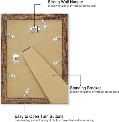 iRahmen 7x10 Picture Frame - High Definition Real Glass Wooden Photo Frames for Tabletop Display and Wall Mounting (Brown, Set of 2)