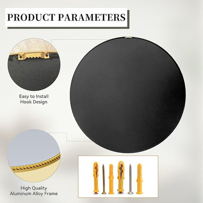 PROHOMEWARE Gold Round Bathroom Mirrors, 20 inch Circle Wall Mounted Hanging Mirror for Entryway, Living Room, Hallway, Bathroom, Bedroom