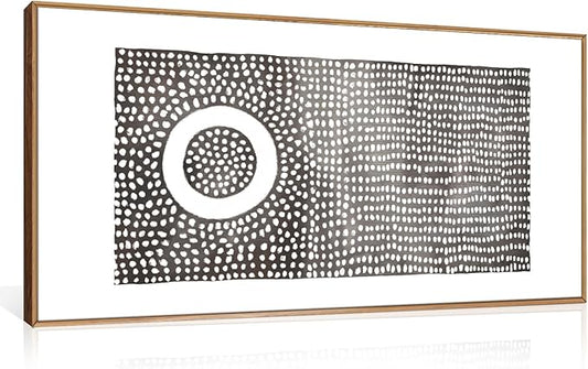 Abstract Round Dot Framed Canvas Wall Art Set,Minimalist Black and White Wall Decor,Modern Mid Century Circle Print,Neutral Geometric Artwork for Living Room,Bedroom-20 x40