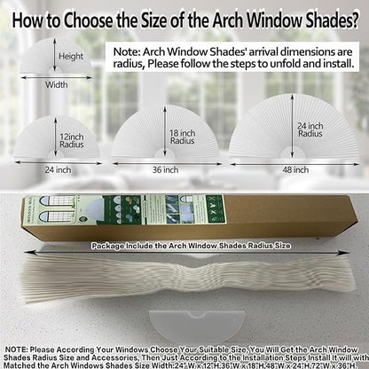 Arch Window Shade Blackout Cellular Shades Half Circle Moon Window Covering No Drill Honeycomb Cordless Blinds for Indoor Window Room Darkening Easy Install Light Blocking Blinds (1, Beige, 36x18inch)