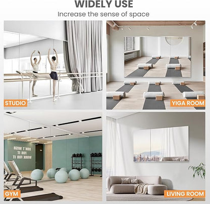 pertetey Home Gym Mirror, 56X30 Inch(Each)-3Pack Large Frameless Tempered Glass Full Body Wall Mounted Mirror for Gym, Yoga, Exercise, Dance Studio