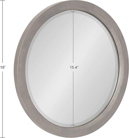 Kate and Laurel Hogan Farmhouse Round Wall Mirror; 18 Inch Diameter; Gray; Sophisticated Modern Mirror for Wall
