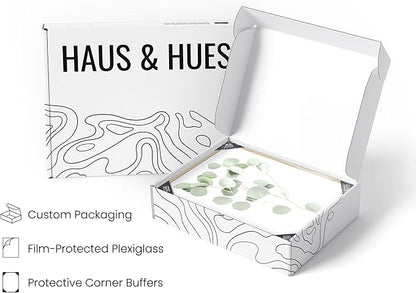 HAUS AND HUES Botanical Plant Wall Art Prints - Set of 4 Plant Wall Decor Prints, Floral Kitchen, Flower Leaves Wall Art, Boho Leaf Eucalyptus Wall Decor, Green Botanical Poster (Beige Frame, 16x20)