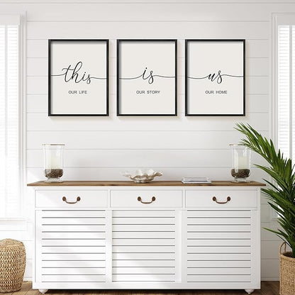 Heiple This is Us Wall Decor 11"x14" Framed Wooden Wall Sign for Home Decor Farmhouse Vintage Rustic Living Room Minimalist Family Wall Art (Black)