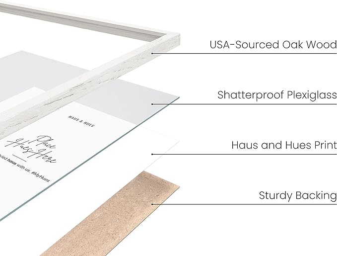 HAUS AND HUES White Oak Wood 18x24 Picture Frames - Set of 6, Modern Frames for Posters and Prints