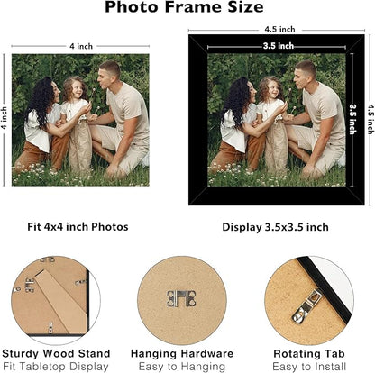 JCJMY 12 Packs 4x4 Picture Frames, Lightweight 4 by 4 Frames Bulk Set of 12 Collage Wall Decor Photo Frames Set for Wall and Tabletop, Black