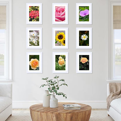 JCJMY 12 Packs 5x7 Picture Frames Bulk, Display 4x6 with Mat or 5x7 Without Mat, White Gallery Frame Set, 5 by 7 Frames Bulk Set of 12, Collage Wall Decor Photo Frame Set for Wall and Tabletop, White