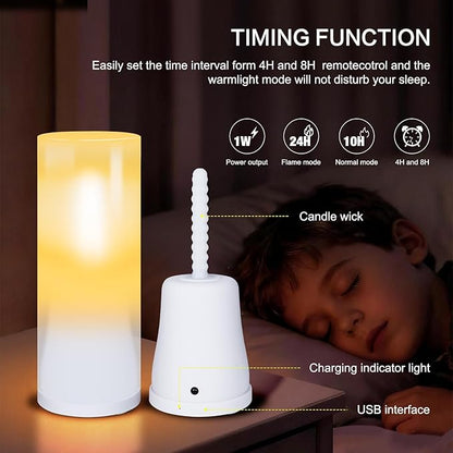 Flameless Simulation Candle Light, RGB 13 Colors Changing Night Light with Remote, Atmosphere Desk Lamp/Bedside Lamp,USB Rechargeable Night Light, Ambient Lighting for Bedroom/Dining Room/Game Room