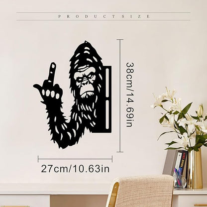 Quanqiuyi Funny Bigfoot Wall Art - Rustproof Metal Sculpture for Outdoor Garden & Patio Decor, Wilderness Theme Novelty Gift