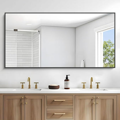 DESBING Black Bathroom Mirror for Wall, 72x36 Inch Rectangle Mirrors with Metal Frame, Modern Vanity Wall Mirror Decor for Entryway Hangs, Bathroom Living Room Horizontal or Vertical