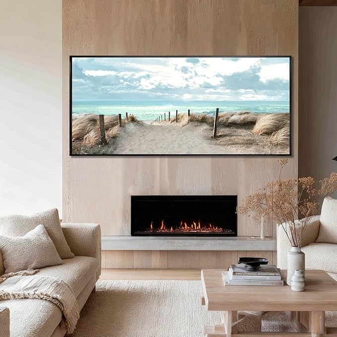 Ocean Wall Art Landscape Wall Decor Modern Canvas Prints 32"x70" Large Artwork for Living Room Framed Picture for Kitchen