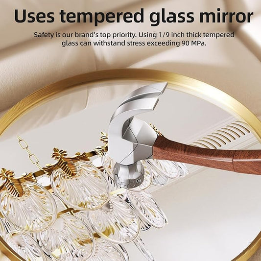 Brushed Gold Round Bathroom Mirror for Wall, 28 inch Sliver Circle Mirror for Wall, New Frame Design, Tempered Glass,Wall Mounted Circle Mirror for Vanity, Entryway, Bedroom, Restroom