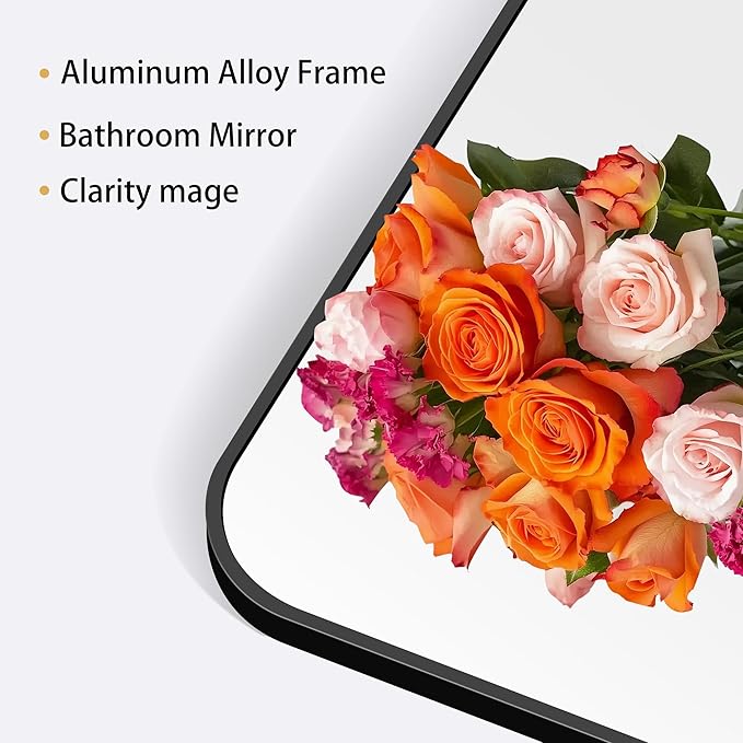 DESBING 30" x 36"Bathroom Mirror, Matte Black Wall Mirror with Metal Frame, Decorative Rectangular Vanity Mirror for Bedroom Bathroom Living Room Entryway (Horizontal/Vertical)