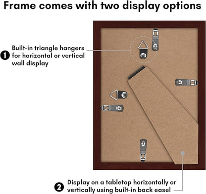 Americanflat 5x7 Picture Frame with Polished Plexiglass - Set of 5 - Use as 4x6 Frame with Mat or Display 5x7 Photo Without Mat - Galleria Collection - Picture Frames for Tabletop and Wall - Mahogany
