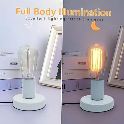 Industrial Table Lamp, Small Polished Metal Desktop Light Socket Base, Vintage E26/E27 Edison Screw Light Bulb Holder