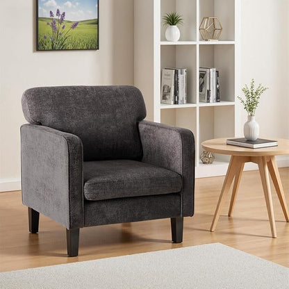 DUMOS Modern Accent Chairs for Living Room, Corner Chairs for Adults, Reading Chair with Armrest and Backrest, Comfy Lounge Chairs for Bedroom Reception Waiting Room, Dark Grey 2 Pack