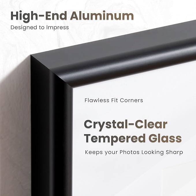 Black Metal Picture Frame 12x12, Square 12 x 12 Picture Frames Set of 3, 12 by 12 Photo Frame Aluminum with Real Glass, Matted to 10x10, Black Wall Gallery Picture Frame 12x12 for Home Decor