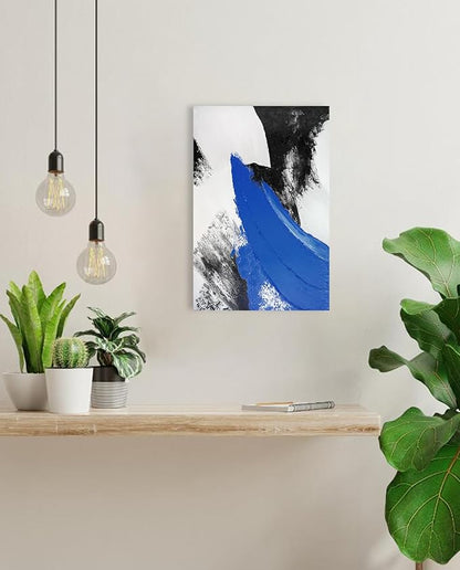 YPY Blue Abstract Canvas Wall Art: Modern Minimalist Black and White Picture Painting Print Gray Blue Poster for Living Room Bedroom Bathroom Office Home Wall Decor 10x15