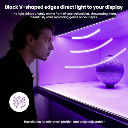 Black RGB LED Shelf Lights, Smart Bookshelf Lights Compatible with Alexa WiFi Dimmable for Display Case, Bookcase, Bar, Cabinet and Under Shelf with App, Remote, Memory Function (4Pcs 12.5In)