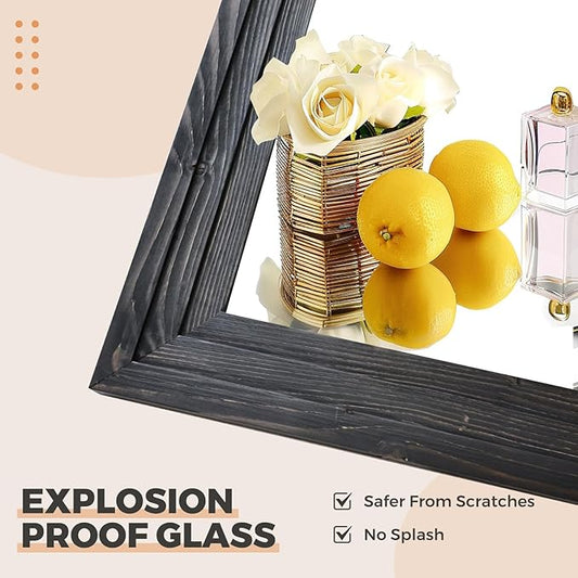 65"x24" Full Length Mirror Solid Wood Frame Floor Mirror for Living Room, Bedroom Hanging or Leaning, Black