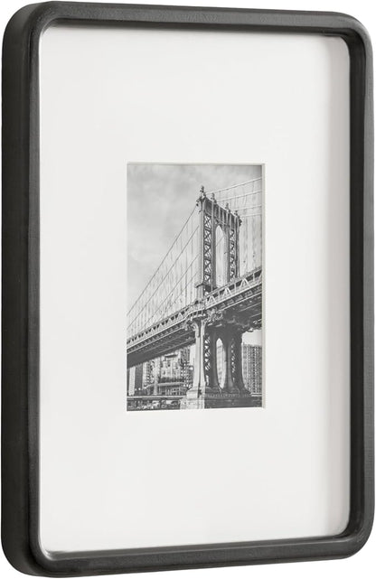 Kate and Laurel Inglewood Modern Wall Picture Frame Set of 3; 11x14 matted to 5x7; Black; Three-Piece Frame Set for Gallery Wall Accent Set in Living Room Decor