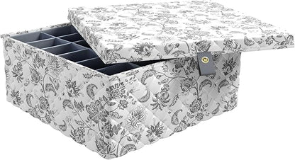 Martha Stewart Shallow Collapsible Storage Photo Organization Bin Container With Lid, Bedford Floral