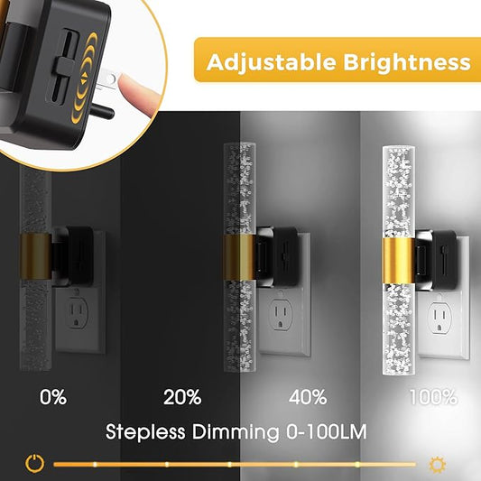 L LOHAS LED Bright Night Light, Night Lights Plug into Wall, 180° Rotating, Daylight White 5000K, Auto Light Sensor, Dimmable Nightlights for Bedroom Bathroom Hallway, 2 Pack