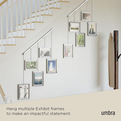 Umbra Exhibit Picture Frame Gallery Set, Adjustable Wall Collage Displays Five Photos (Two 4x6 and Three 5x7), Set of 5, Chrome