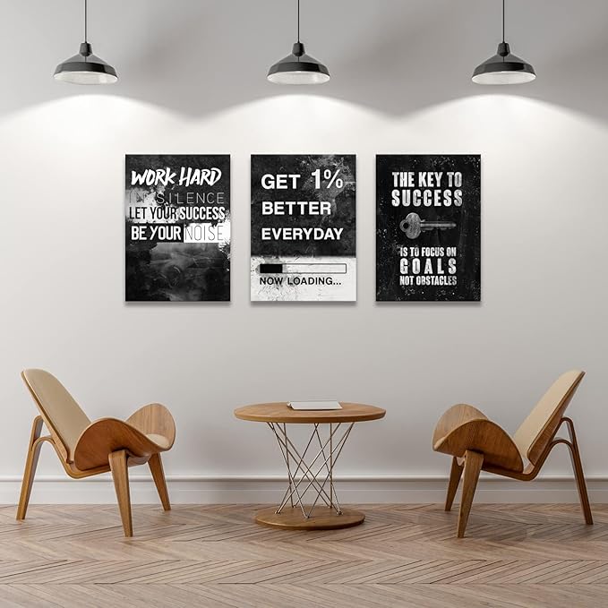 KAWAHONE Success Canvas Wall Art for Home Office Workplace, Perseverance Leader Canvas Quotes Motivate Success Positive Poster Framed Motivation Gift Ready to Hang