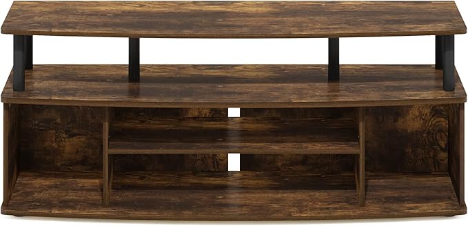 Furinno Jaya Large Entertainment Center Stand Unit/TV for up to 55 inch, Amber Pine/Black