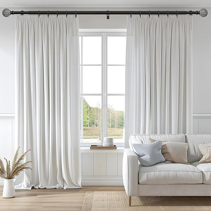 QDWIS Black Curtain Rods for Windows 66 to 120 Inch,1'' Diameter Drapery Rods with Leaf Pattern Finials,Decorative Adjustable Heavy Duty Curtain Rods Set,36-120''