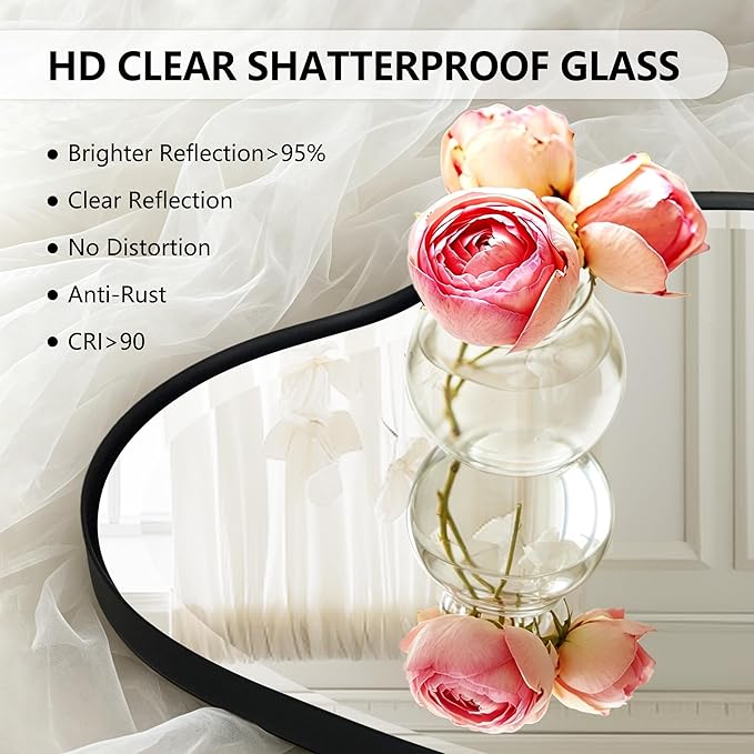 POZINO Irregular Beveled Mirror, 42"x28" Asymmetrical Bathroom Vanity Mirror with Metal Frame, Cloud Shaped Wall Mirrors for Living Room Bedroom Hallway Entryway, Horizontal or Vertical Hanging